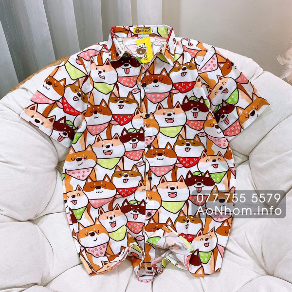 Áo Sơ Mi Hoạt Hình - Chó Shiba - Áo Đôi Nhóm Lớp Team Building