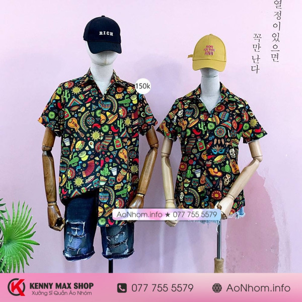 [Hàng Đặt May] Áo Sơ Mi Hoạt Hình - Thổ Dân - Áo Đôi Nhóm Lớp Team Building
