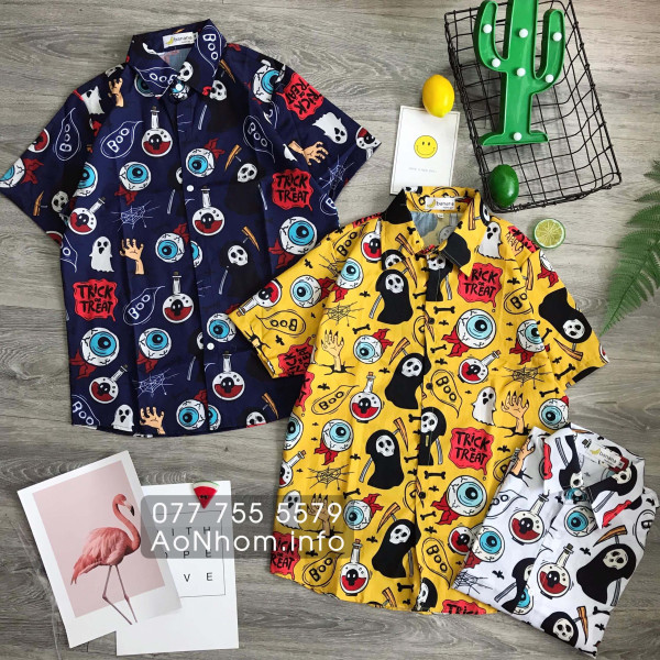 [Hàng Đặt May] Áo Sơ Mi Hoạt Hình - Ma Boo - Áo Đôi Nhóm Lớp Team Building