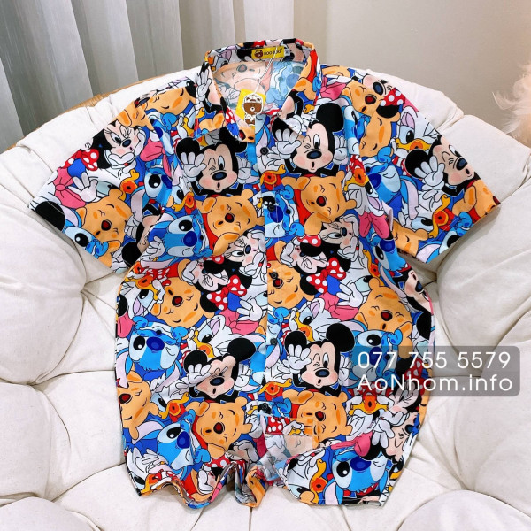 Áo Sơ Mi Hoạt Hình - Mickey - Áo Đôi Nhóm Lớp Team Building