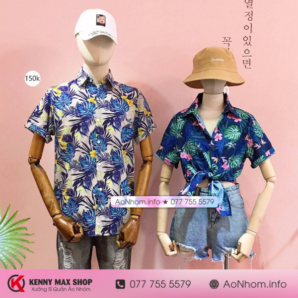 [Hàng Đặt May] Áo Sơ Mi Hoạt Hình - Hoa Lá - Áo Đôi Nhóm Lớp Team Building