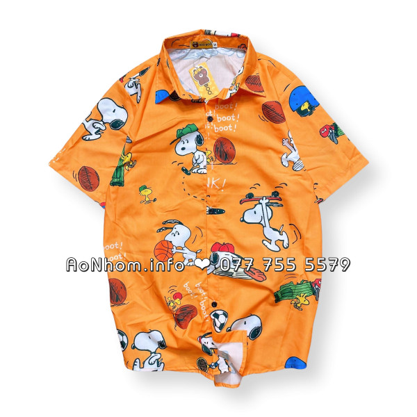 Áo Sơ Mi Hoạt Hình - Chó Snoopy - Áo Đôi Nhóm Lớp Team Building