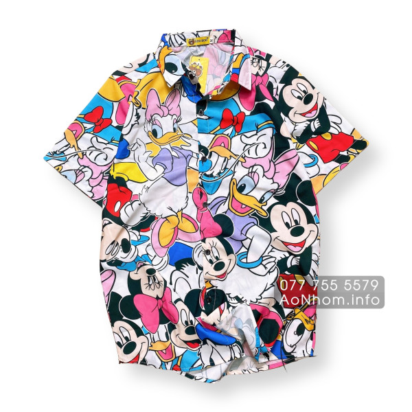 [Hàng Đặt May] Áo Sơ Mi Hoạt Hình - Chuột Mickey, Vịt Donald - Áo Đôi Nhóm Lớp Team Building