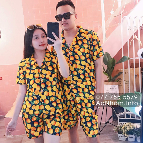 Bộ Đi Biển Kate Thái - Trái Cam Vàng - Đồng Phục Nhóm Lớp Team Building Vải Mềm Mát