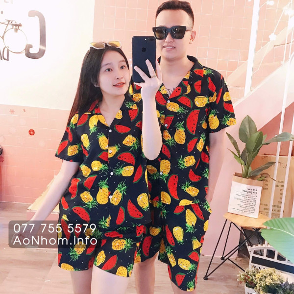 Bộ Đi Biển Kate Thái - Trái Thơm Dưa Hấu - Đồng Phục Nhóm Lớp Team Building Vải Mềm Mát
