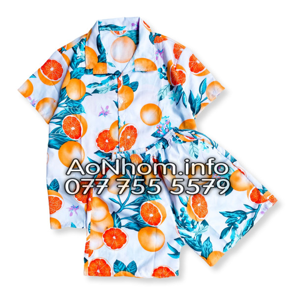 Bộ Đi Biển Kate Thái - Trái Cam Trắng - Đồng Phục Nhóm Lớp Team Building Vải Mềm Mát