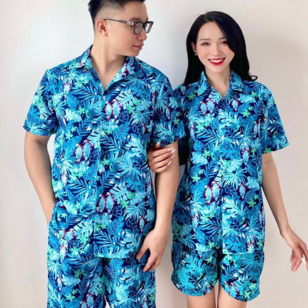 Bộ Đi Biển Kate Thái - Vẹt Xanh - Đồng Phục Nhóm Lớp Team Building Vải Mềm Mát