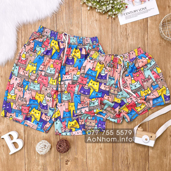 Quần Thun Hoạt Hình - Mèo Hồng - Chất Thun Dày Co Giãn 4 Chiều Mềm Mát