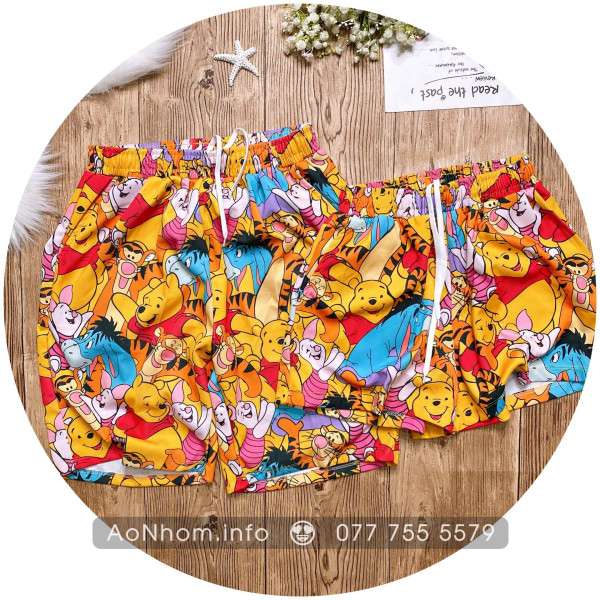 Quần Thun Hoạt Hình - Gấu Pooh, Heo Piglet - Chất Thun Dày Co Giãn 4 Chiều Mềm Mát