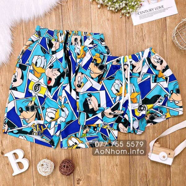 Quần Thun Hoạt Hình - Vịt Trắng, Mickey Đen - Chất Thun Dày Co Giãn 4 Chiều Mềm Mát