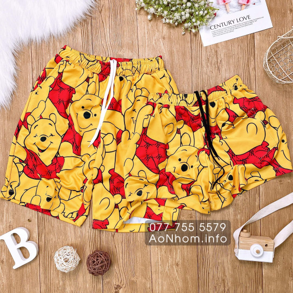 Quần Thun Hoạt Hình - Gấu Pooh Vàng - Chất Thun Dày Co Giãn 4 Chiều Mềm Mát