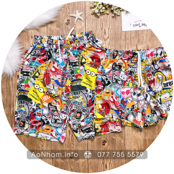 Quần Thun Hoạt Hình - Stickers - Chất Thun Dày Co Giãn 4 Chiều Mềm Mát