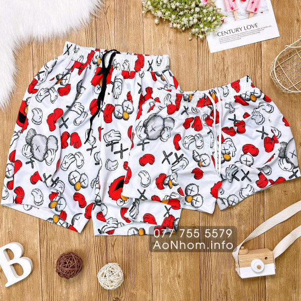 Quần Thun Hoạt Hình - Kaws Đỏ - Chất Thun Dày Co Giãn 4 Chiều Mềm Mát