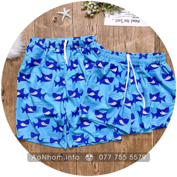 Quần Thun Hoạt Hình - Cá Mập Xanh - Chất Thun Dày Co Giãn 4 Chiều Mềm Mát
